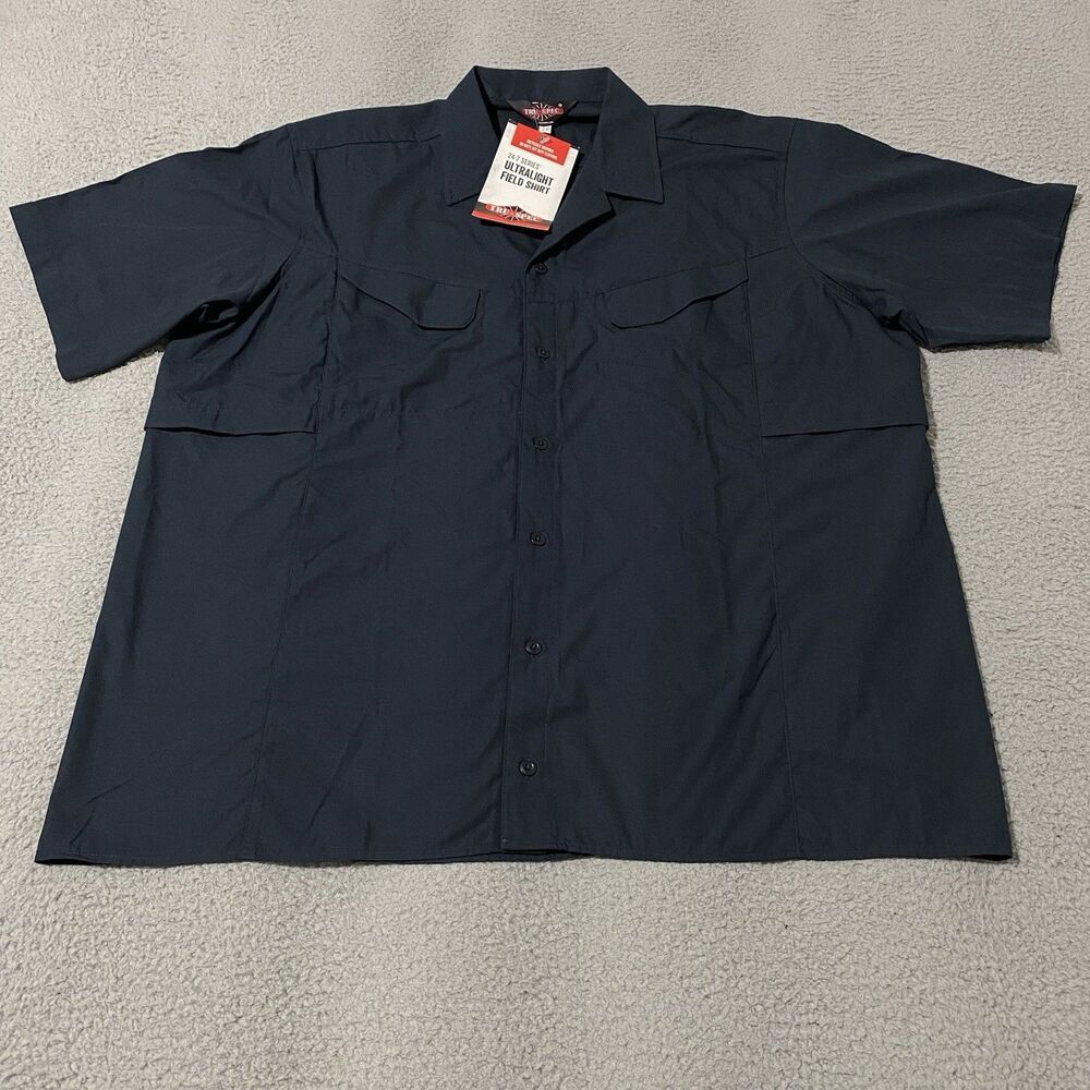 Tru-Spec Ultralight Field Shirt Men XL Black 24-7 Series Button Short Sleeve NEW